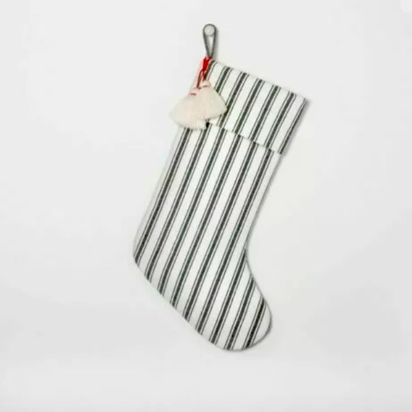 Hearth & Hand Other - Pin stripped Christmas stocking green white tassel